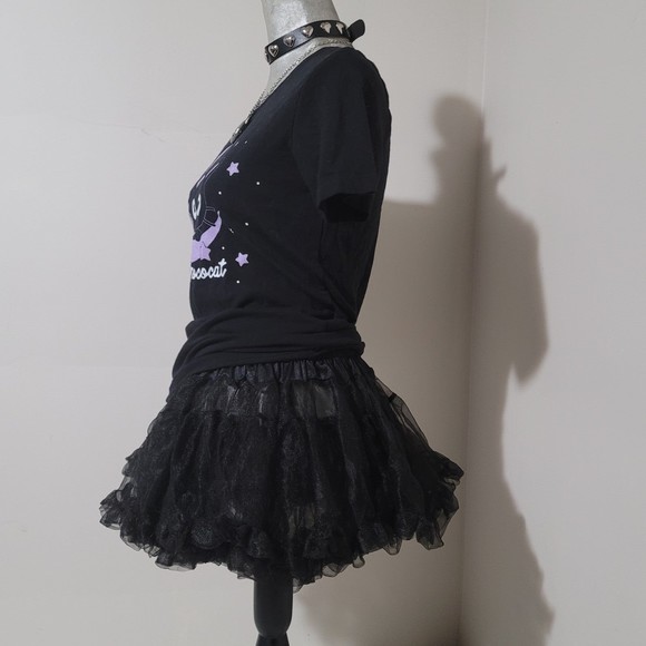 O/S Be Wicked! Micro Mini tutu petticoat skirt tulle Ruffle Black - Picture 3 of 11